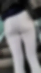 White jeans on escalator