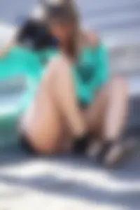 Blonde lady upskirted showing her panties and pussy lips