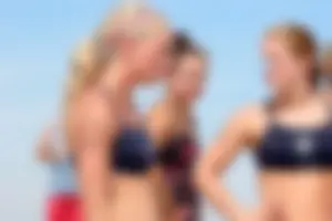 Lifeguard tournament girls on the beach