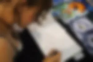 Downblouse Photo of a Cute Artist Girl