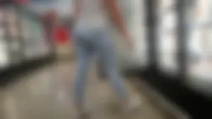 Brunette in Baby Blue Leggings