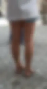Nice Candid Legs in Shorts And Feet in Sandals Street Closeup Creepshot
