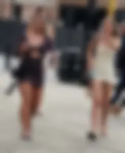 Girls in tight dresses on an evening out