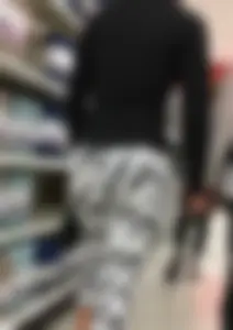 Black and white patterned leggings booty on cute girl at Target