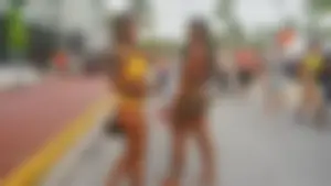 Two sexy ass black girls in thongs posing for the camera