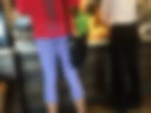 Starbucks milf sexy in light purple leggings with decent ass and mound