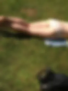 Girl Lying on Grass in Panties - Legs and Naked Feed Closeup Photos