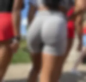 Cute Slim Fit Perky Round Pear Bubble Booty Ebony Coed in Gray