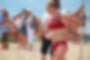 Lifeguard tournament girls on the beach