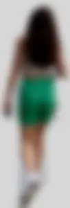 Perfect brunette with tight booty in green spandex shorts & VTL