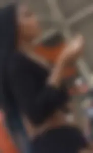 Ebony cheeks exposed in Biker Shorts