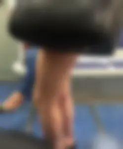 Hot Legs in Denim Mini Shorts Subway Train Candids