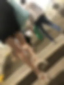 Amazing long and skinny legs (and feet in sandals) in subway