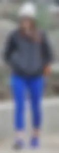 Cute girl with a nice ass in tight blue leggings along the water in San Fran