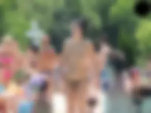 Cheetah thong wearing topless milf at the pool