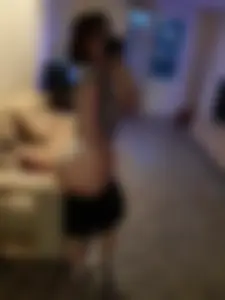Cute Girl Posing in Panties and White Socks in front of the Mirror Bedroom Selfies