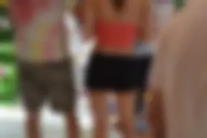Hottie in black shorts and tube top