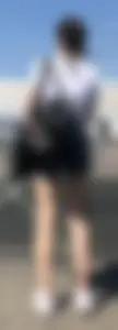 Cute Gilr with Thin Legs in Blue Denim Shorts Street Creepshots Gallery