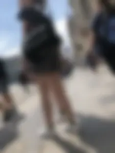 Two Teen Girls in Matching Shorts With Slim Legs on the Crosswalk Large Creepshots Gallery