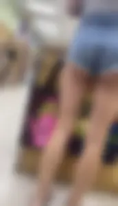 College hottie showing off her cheeks at trader hoes