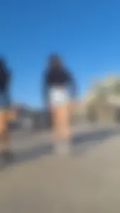 Upshot short shorts going up the stairs