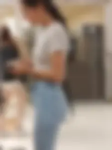 Slim cutie in jeans with a perfect ass from the grocery store
