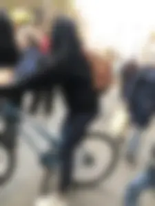 Candid Girl in Hot Legging on a Bike Waiting on the Crosswalk, Sexy Fit Butt And Legs