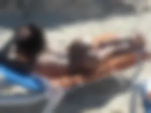 Girl with Gorgeous Body Lying on Sunbed at the Beach Topless and in Strings Swimsuit - Hot Ass Candid