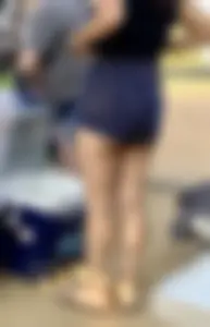 Latina Showing Cheeks at Baseball (Not OC)