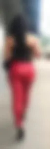 Perfect Ass in tight RED🍎 leather pants plus nice cleavage