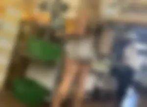Blonde with fantastic ass and thighs in grey shorts (OC)