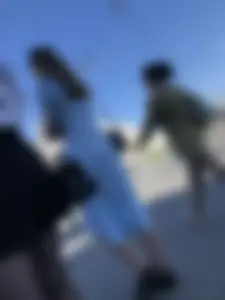 Skinny candid teen wearing shorts and black pantyhose crossing the street