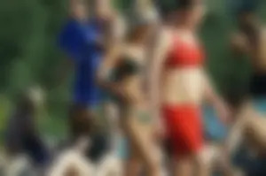 Group of Girls in Swimsuits Walking on the Beach Candid Photo Gallery