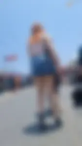 [oc] Beautiful lady with nice legs and sexy denim skirt