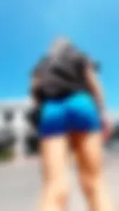 Blue shorts petite ass