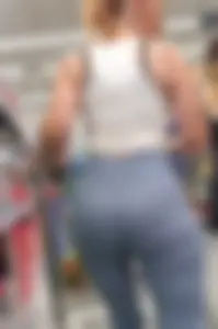 Mature Redhead Milf in light blue leggings