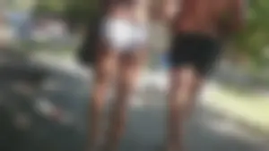 Girl with a nice ass in wet white bikini bottom
