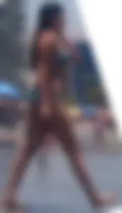 Thick and skinny sexy friends on the beach in bikinis