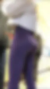 Blonde chick with an amazing ass in tight purple Lulu leggings