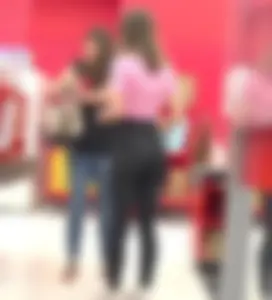 Candid Teen in a Pink Top And Leggings Shop Creepshot