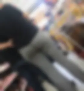 Milf with round and tight butt in gray leggings