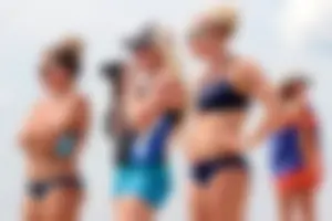 Lifeguard tournament girls on the beach