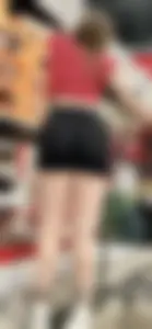 Tall chic shopping w booty eating black shorts/VPL‼️