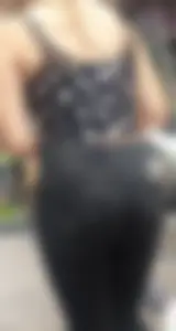 Cute street teen in tight black jeans, hot booty creepshots