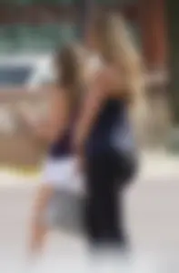 Thick fit blonde in leggings with a great ass and some cleavage