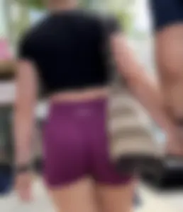 Tight Fit Blonde with Incredible Bubble Butt in Magenta Aurola Shorts