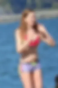 Beauty at the beach in booty short bikini