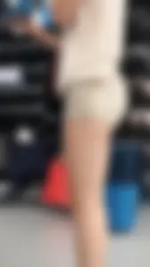 Redhead hottie in shorts shopping with a nice ass