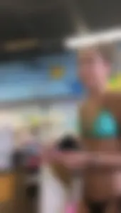 Juicy teen candid girl in a swimsuit, creepshots at the store