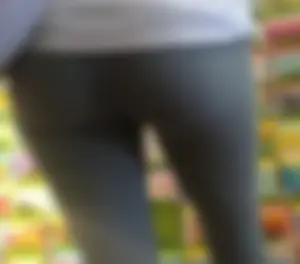 Booty in Grey Tight Pants Closeup at the Bookstore